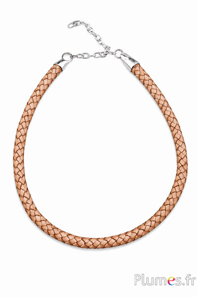 Leren halsketting - Ø 1 cm, leng. 50 cm - natuurlijk